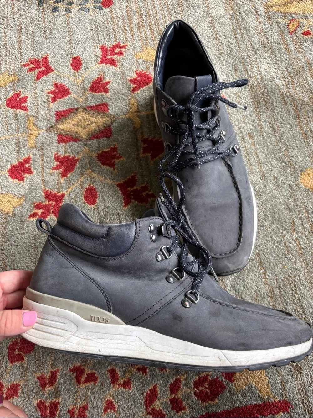 Tod’s leather sneaker boots mens 9 gray